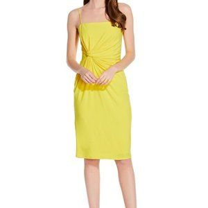 Adrianna Papell Size 16 Yellow Jersey Sheath Dress Spaghetti Strap